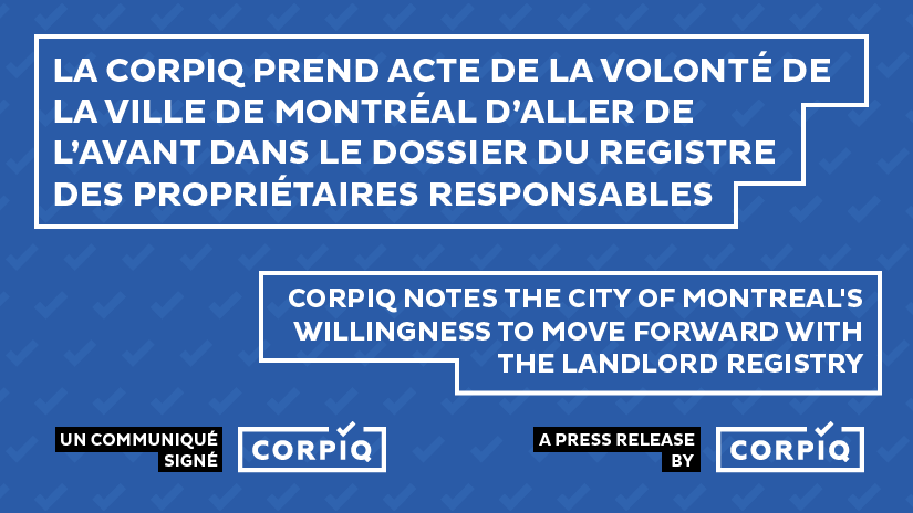 Registre des propriétaires responsables : la CORPIQ prend acte de la volonté de la Ville de Montréal