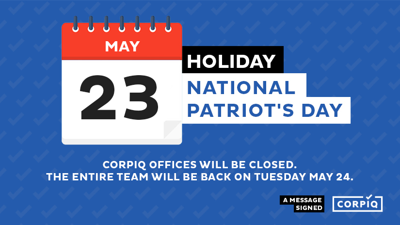 Holiday - The consulting service will be closed on May 23