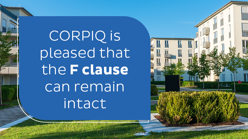 CORPIQ is pleased that the F clause can remain intact