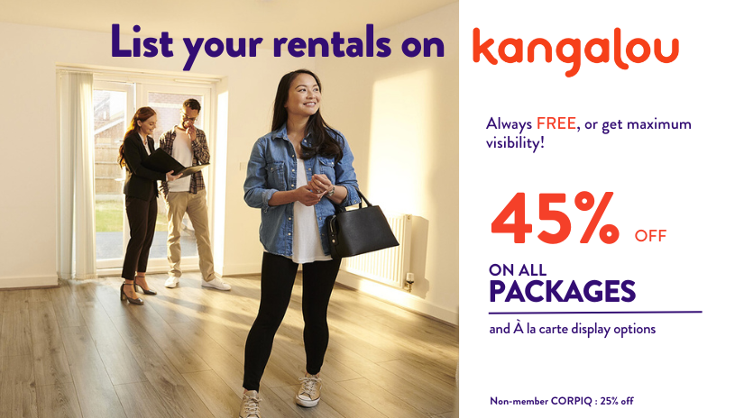 You have an apartment to rent? For 3 days only, all packages are offered at 45%